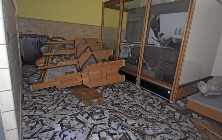 Floods brought by Sandy ruined indoor exhibits. Floods brought by Sandy ruined indoor exhibits.